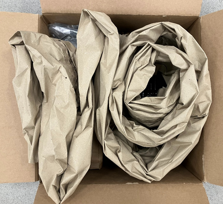 Ranpak-PadPak紙墊緩衝系統 -閥門包裝設計步驟3-環保包裝減少 84% 碳足跡