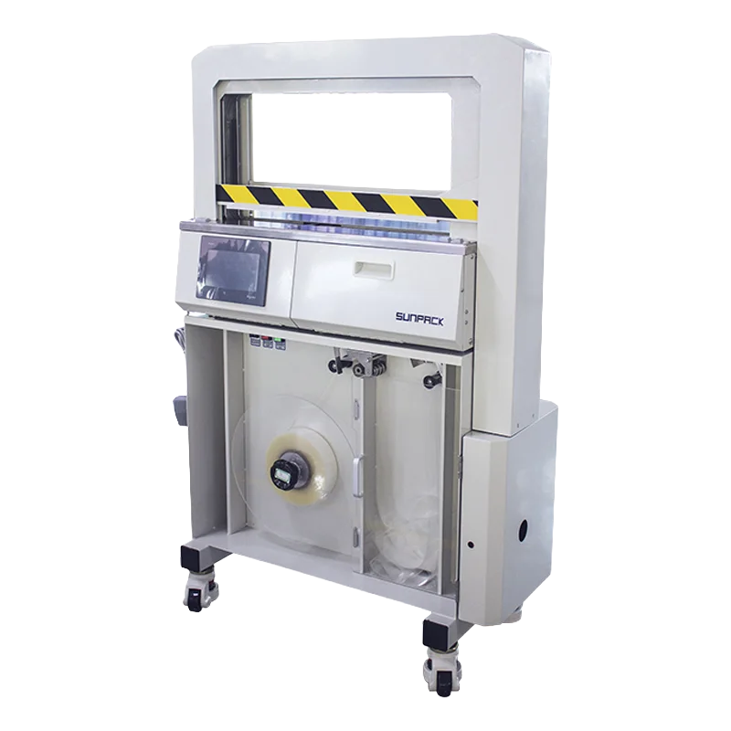 【6030-TP】大框架加壓型自動束帶機：軟性物件包裝專家，氣動壓緊、平整綑紮不鬆散