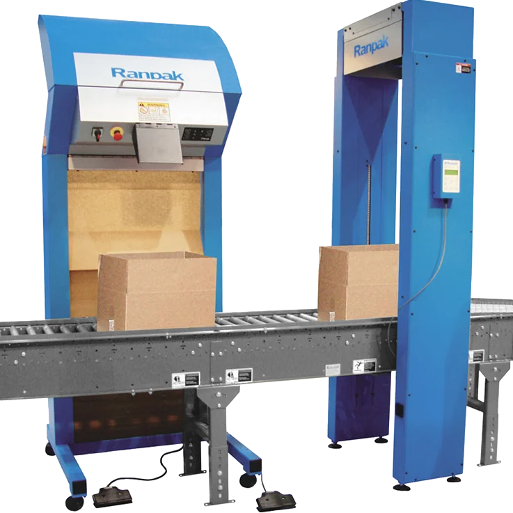 AccuFill™ 全自動紙墊感測填充系統：智慧偵測箱內空隙、自動產出最優用紙量，高運量倉儲的省料首選