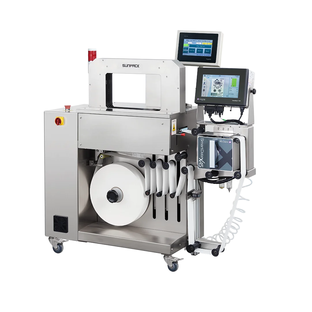 3720VT 真空熱轉印束帶機｜搭載 熱轉印打碼機與 304 不鏽鋼機身｜食品製藥級專用