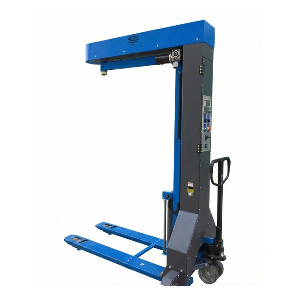 TPK-4512 手推旋臂式膠膜棧板裹包機 | 移動式電動打包機 (結合手動堆高機)